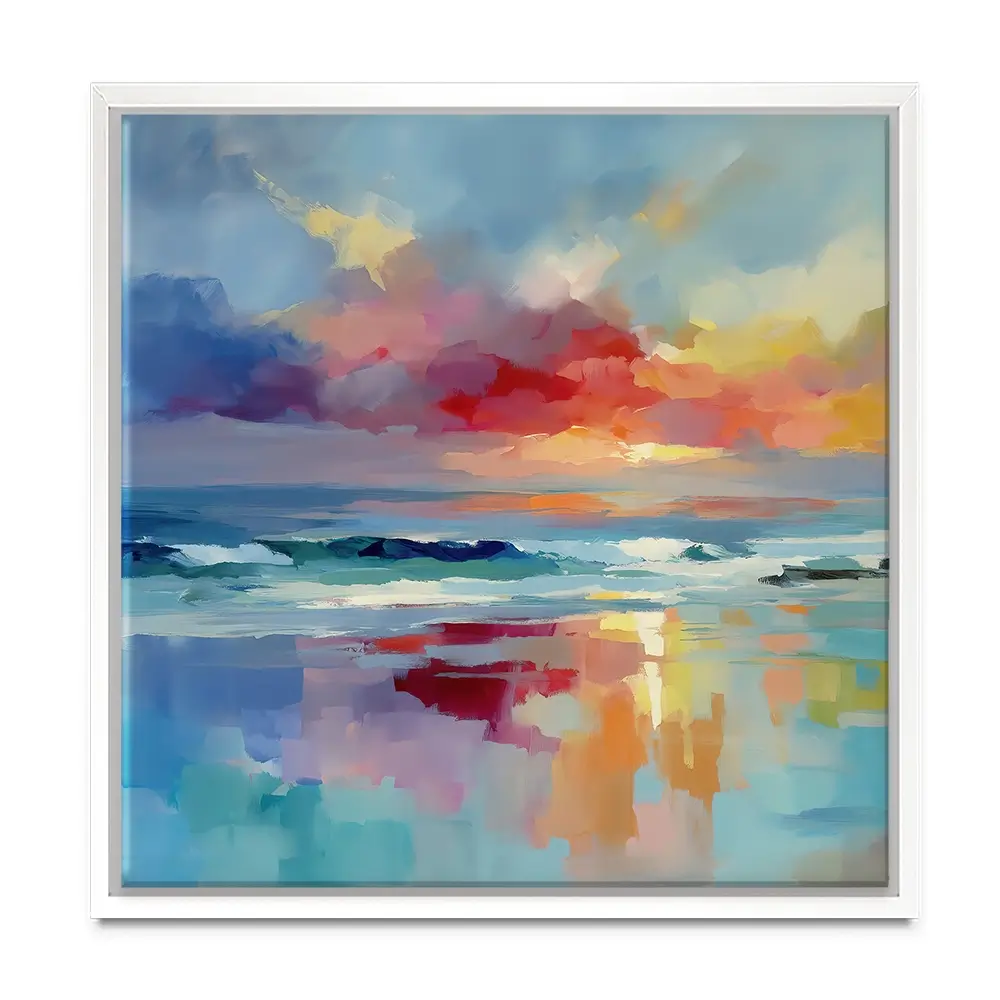 Colourful Ocean Shore Square Canvas Print Colourful Ocean Shore Square Canvas Print wall art product Leon Devenice