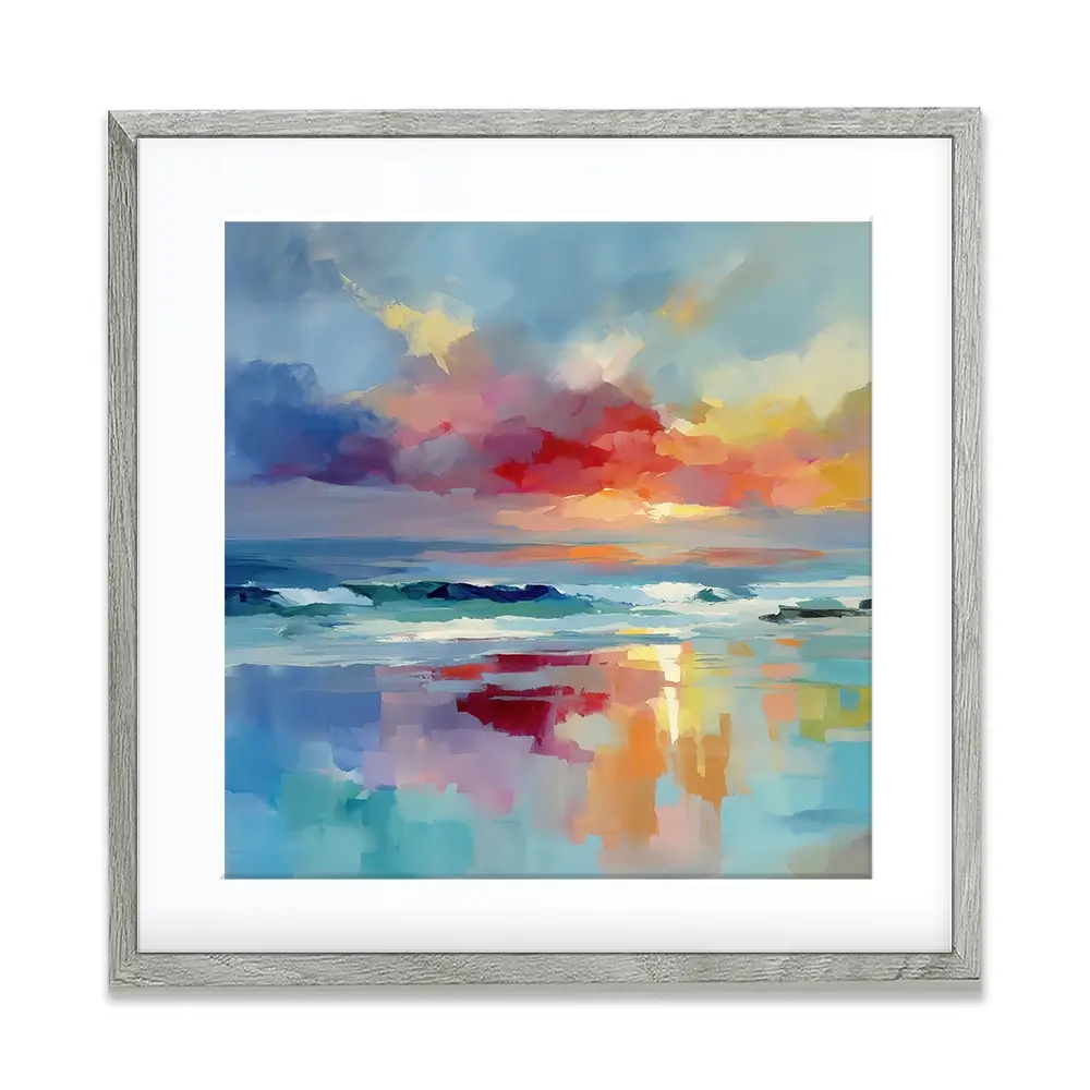 Colourful Ocean Shore Square Framed Art Print Colourful Ocean Shore Square Framed Art Print wall art product Leon Devenice