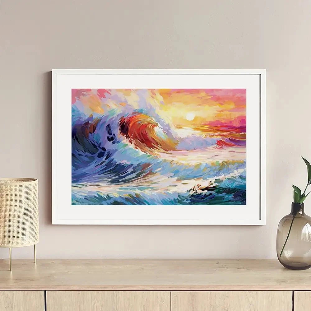Colourful Ocean Waves In California Framed Art Print Colourful Ocean Waves In California Framed Art Print wall art product Leon Devenice