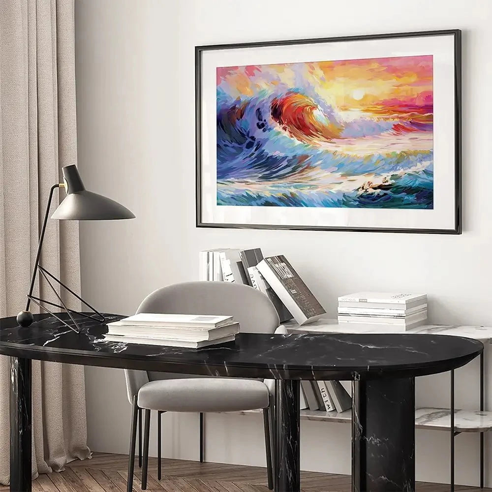 Colourful Ocean Waves In California Framed Art Print Colourful Ocean Waves In California Framed Art Print wall art product Leon Devenice