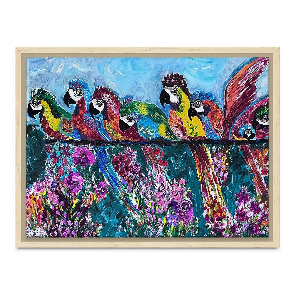 Colourful Parrots Canvas Print Colourful Parrots Canvas Print wall art product Jo Mulligan