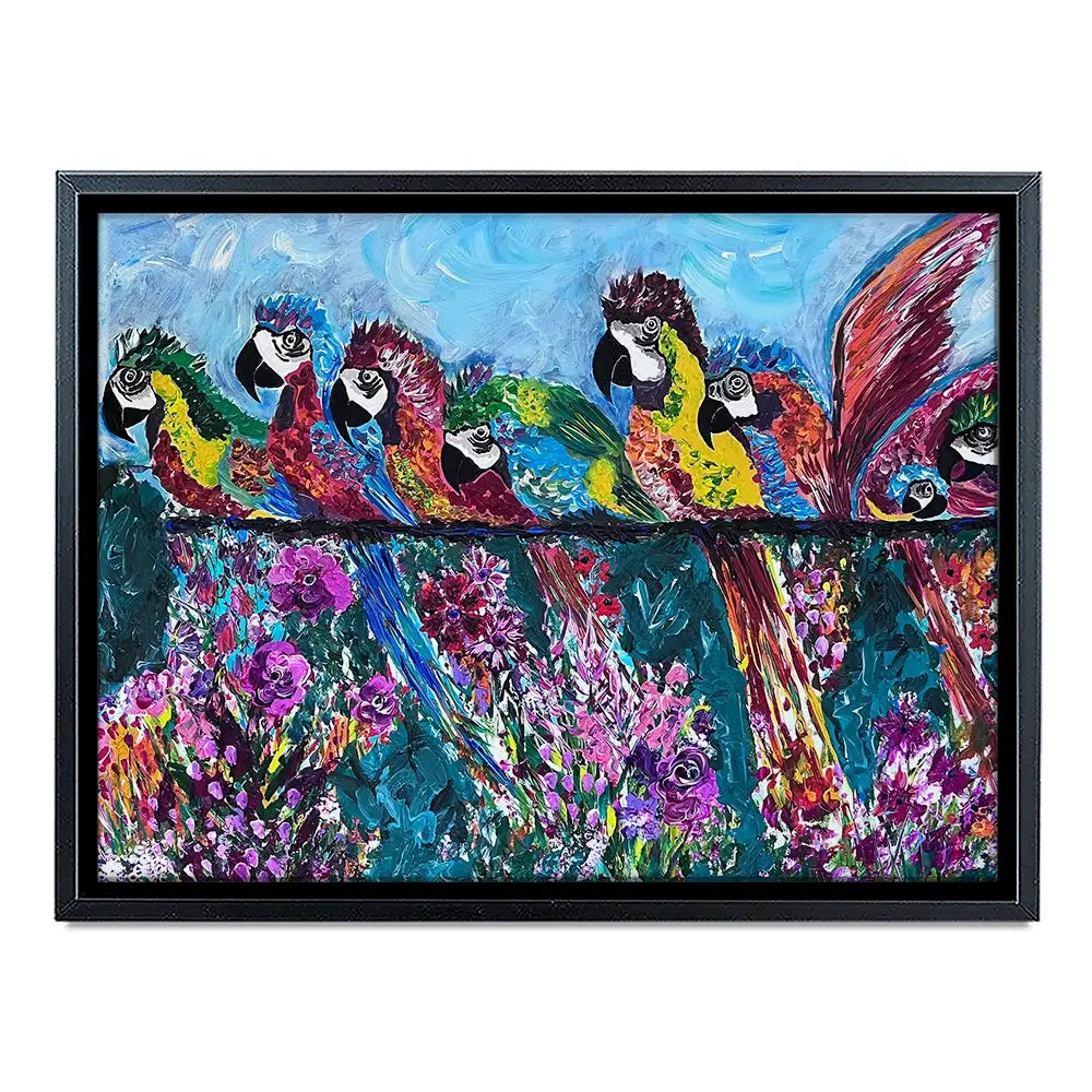 Colourful Parrots Canvas Print Colourful Parrots Canvas Print wall art product Jo Mulligan