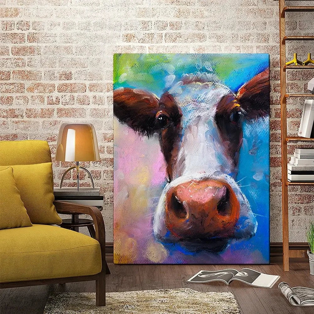 Colourful Pastel Cow Canvas Print Colourful Pastel Cow Canvas Print wall art product Ivailo Nikolov / Shutterstock