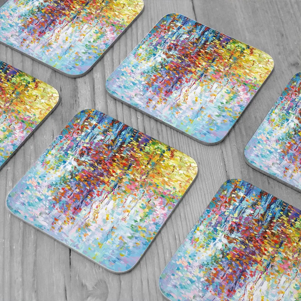 Colourful Reflections 2 Coaster Set Colourful Reflections 2 Coaster Set wall art product Leon Devenice
