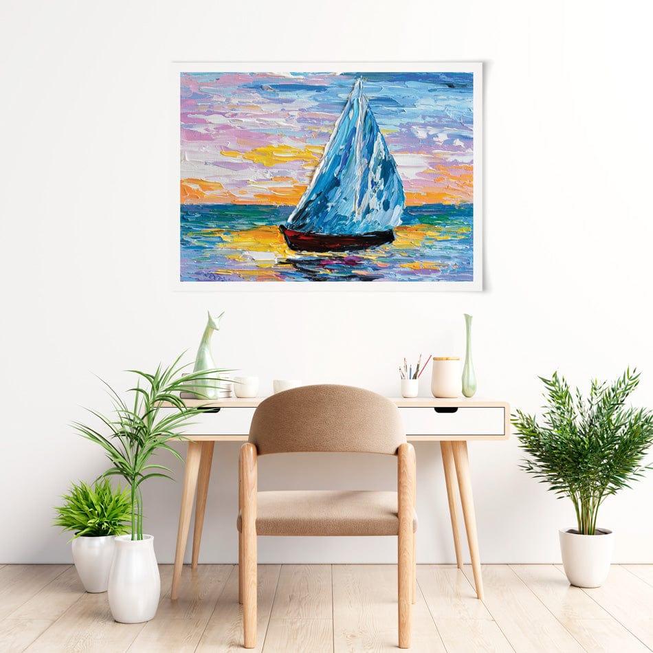 Colourful Sailing Boat Art Print wall art product Olga Tkachyk