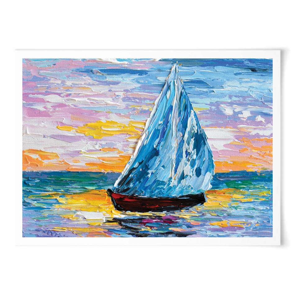 Colourful Sailing Boat Art Print wall art product Olga Tkachyk