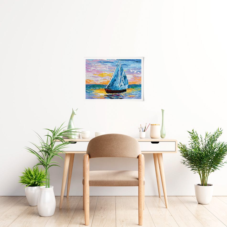 Colourful Sailing Boat Art Print wall art product Olga Tkachyk
