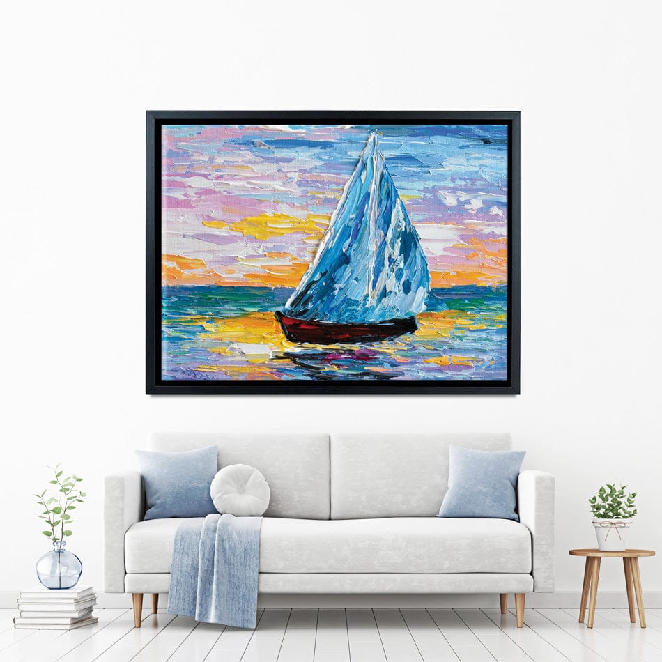 Colourful Sailing Boat Canvas Print wall art product Olga Tkachyk