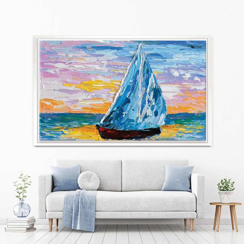 Colourful Sailing Boat Canvas Print wall art product Olga Tkachyk