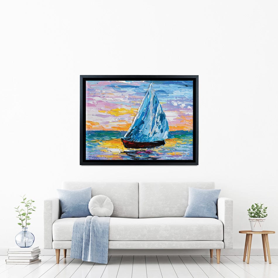 Colourful Sailing Boat Canvas Print wall art product Olga Tkachyk