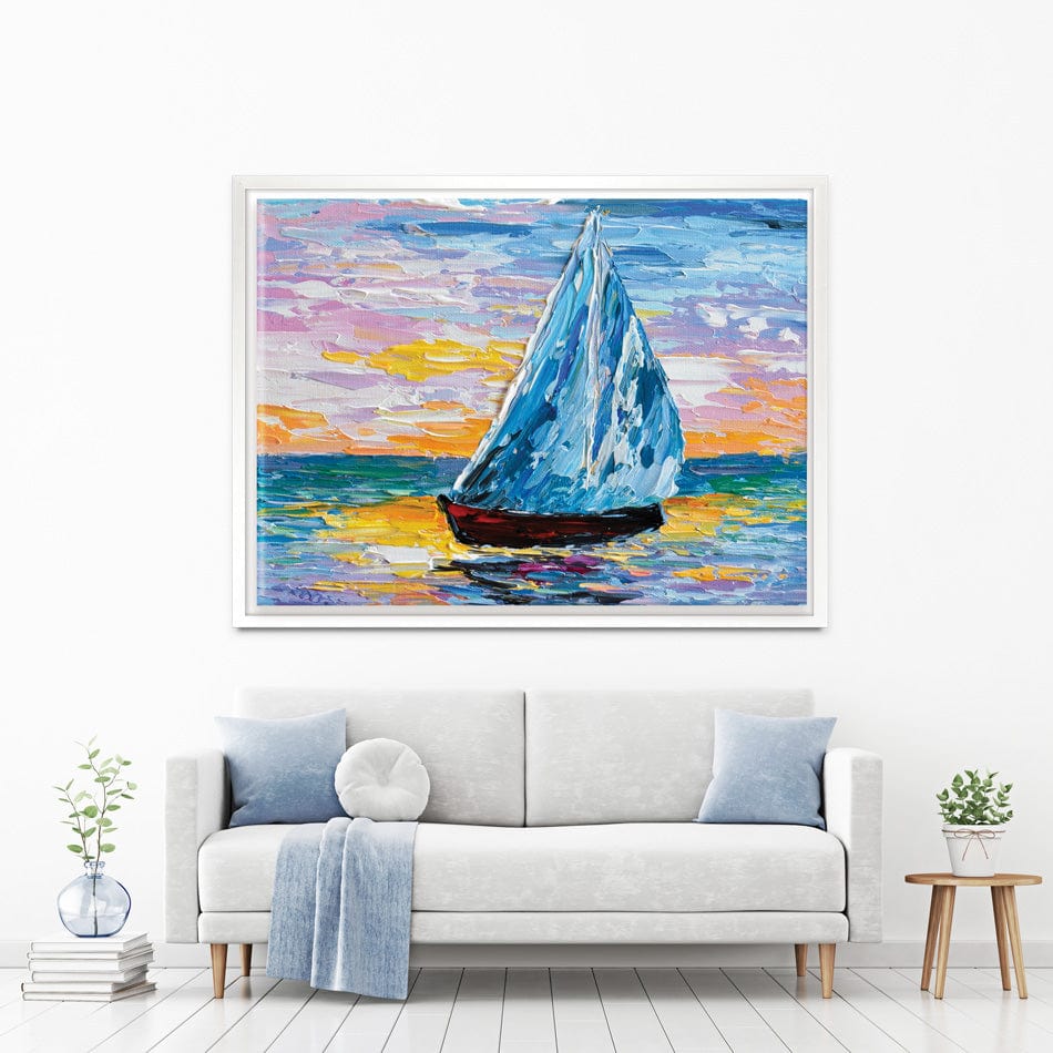 Colourful Sailing Boat Canvas Print wall art product Olga Tkachyk