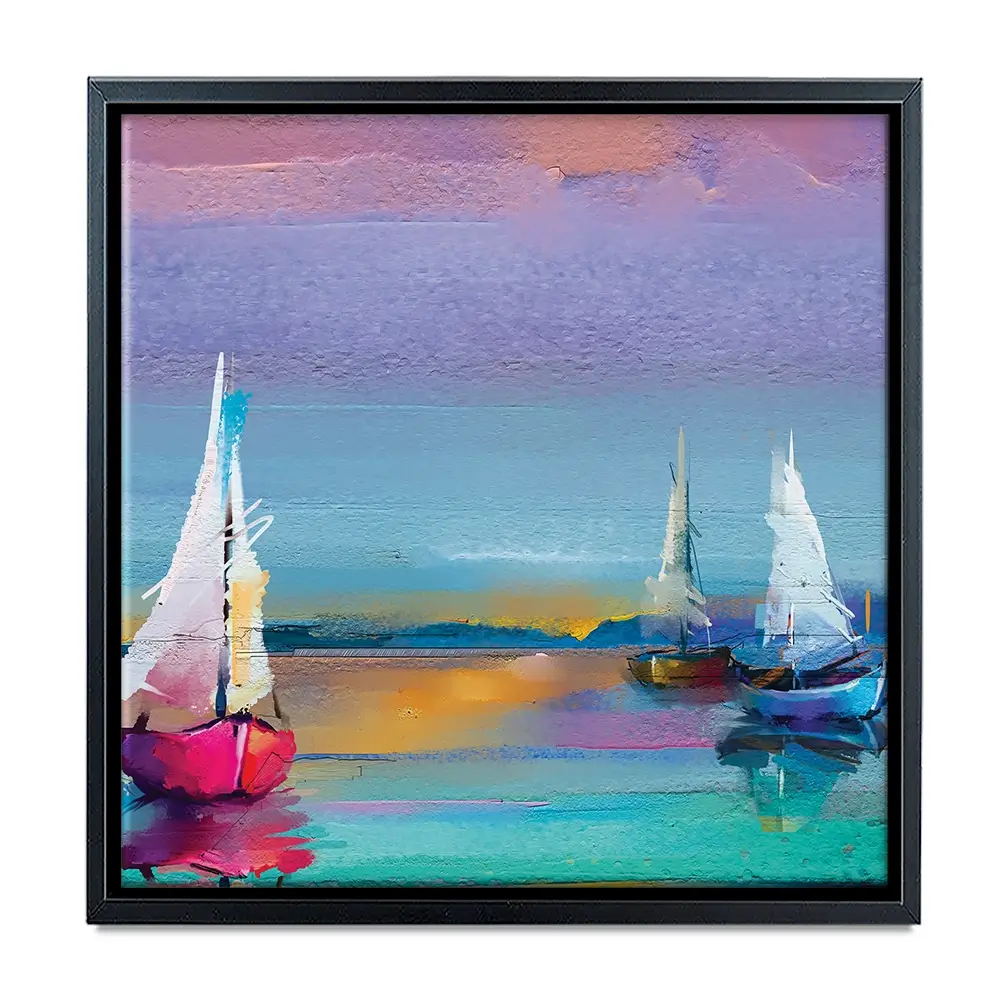 Colourful Sailing Boats Square Canvas Print Colourful Sailing Boats Square Canvas Print wall art product pluie_r / Shutterstock