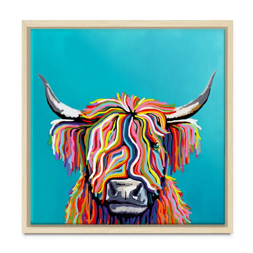 Colourful Scottish Cow Canvas Print Colourful Scottish Cow Canvas Print wall art product Independent
