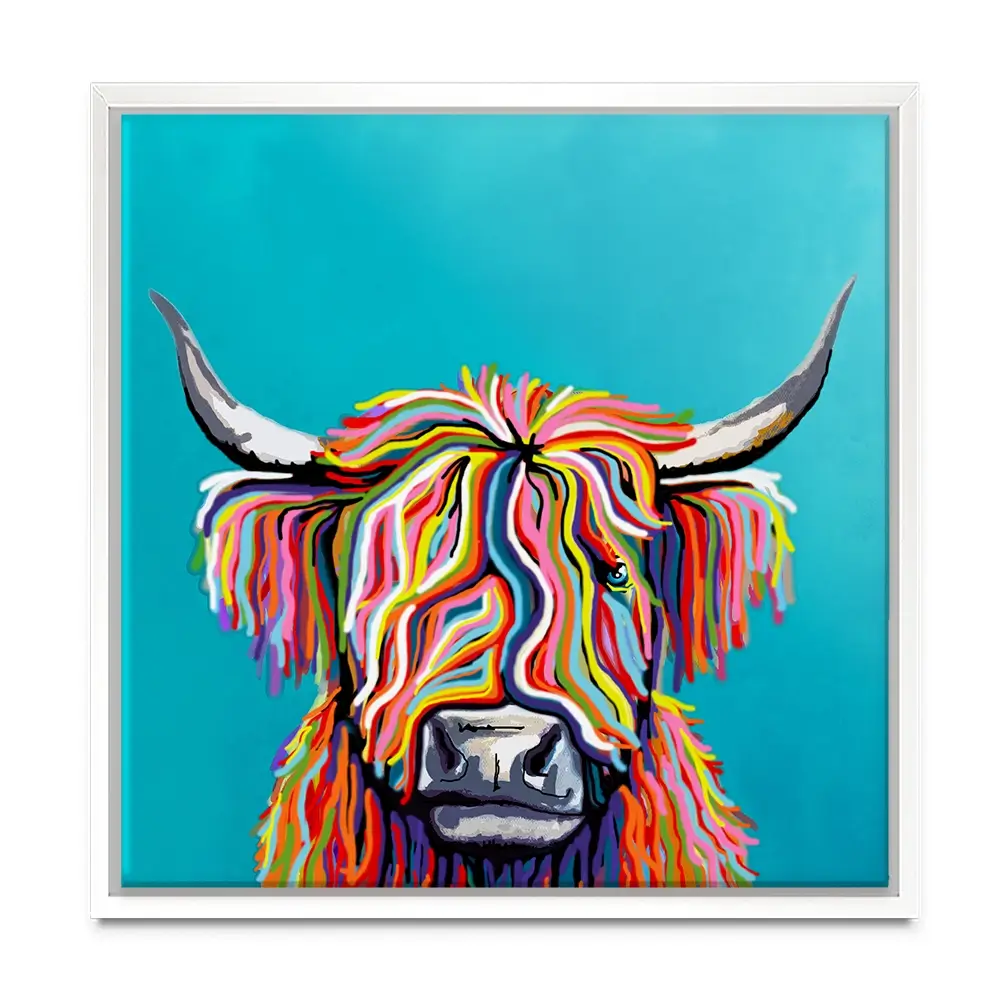 Colourful Scottish Cow Canvas Print Colourful Scottish Cow Canvas Print wall art product Independent