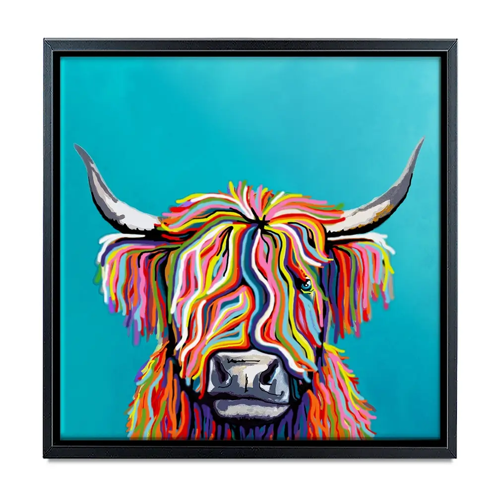 Colourful Scottish Cow Canvas Print Colourful Scottish Cow Canvas Print wall art product Independent