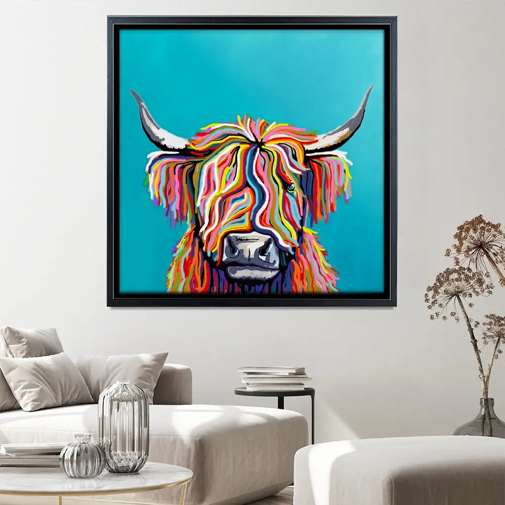 Colourful Scottish Cow Canvas Print Colourful Scottish Cow Canvas Print wall art product Independent