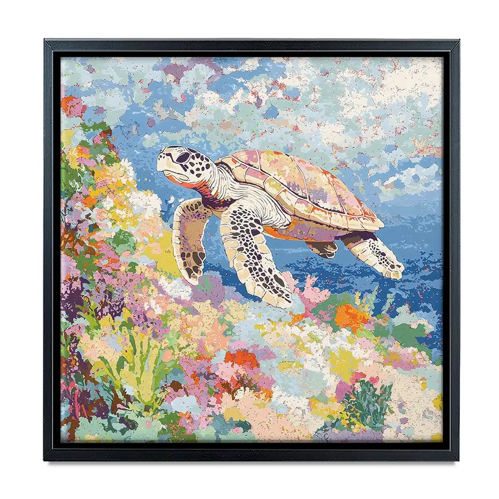 Colourful Sea Turtle Square Canvas Print Colourful Sea Turtle Square Canvas Print wall art product Creative Studio - Independent