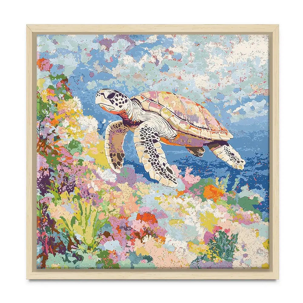 Colourful Sea Turtle Square Canvas Print Colourful Sea Turtle Square Canvas Print wall art product Creative Studio - Independent