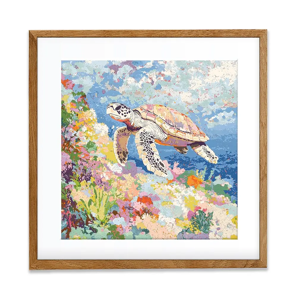 Colourful Sea Turtle Square Framed Art Print Colourful Sea Turtle Square Framed Art Print wall art product Creative Studio - Independent