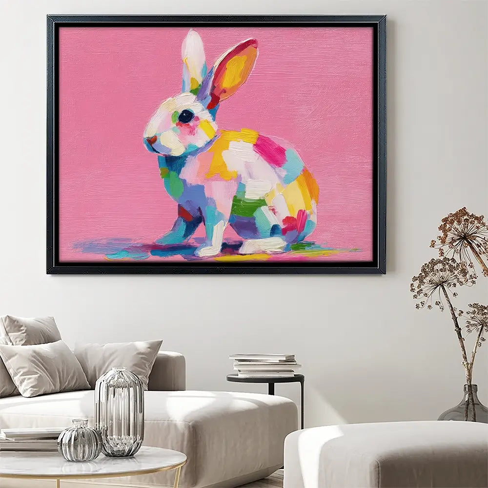 Colourful Spots Bunny Canvas Print Colourful Spots Bunny Canvas Print wall art product Petals Prints Design - Independent
