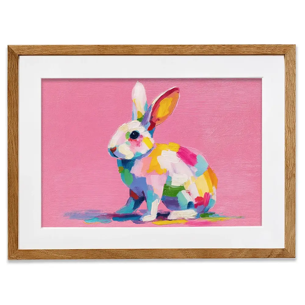Colourful Spots Bunny Framed Art Print Colourful Spots Bunny Framed Art Print wall art product Petals Prints Design - Independent
