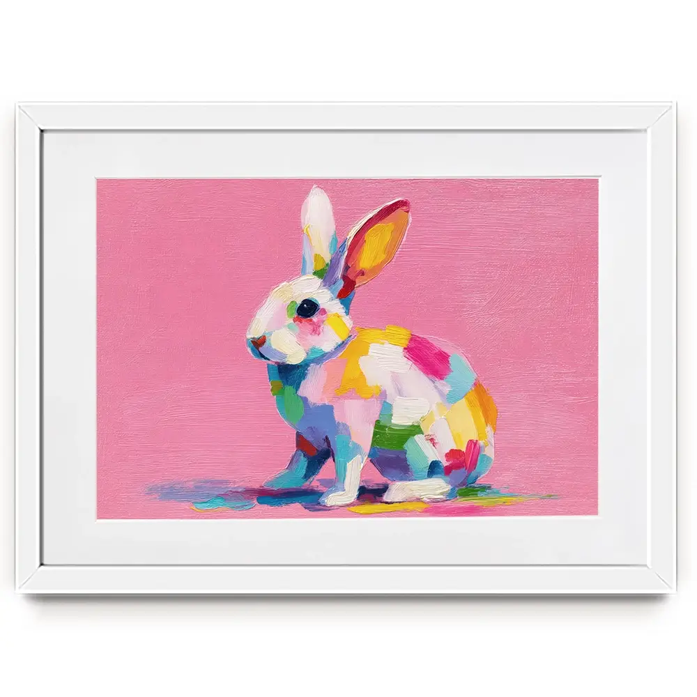 Colourful Spots Bunny Framed Art Print Colourful Spots Bunny Framed Art Print wall art product Petals Prints Design - Independent