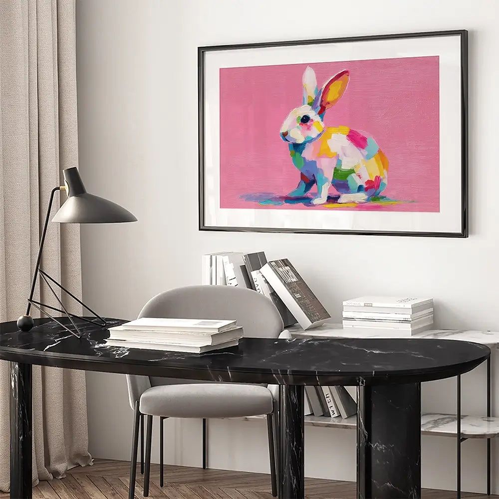 Colourful Spots Bunny Framed Art Print Colourful Spots Bunny Framed Art Print wall art product Petals Prints Design - Independent