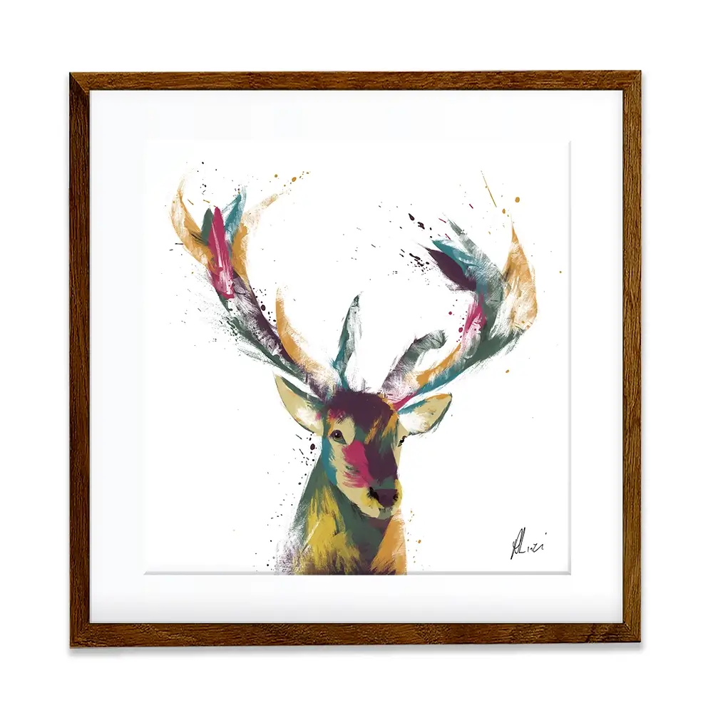 Colourful Stag Framed Art Print Colourful Stag Framed Art Print wall art product Aimee Linzi