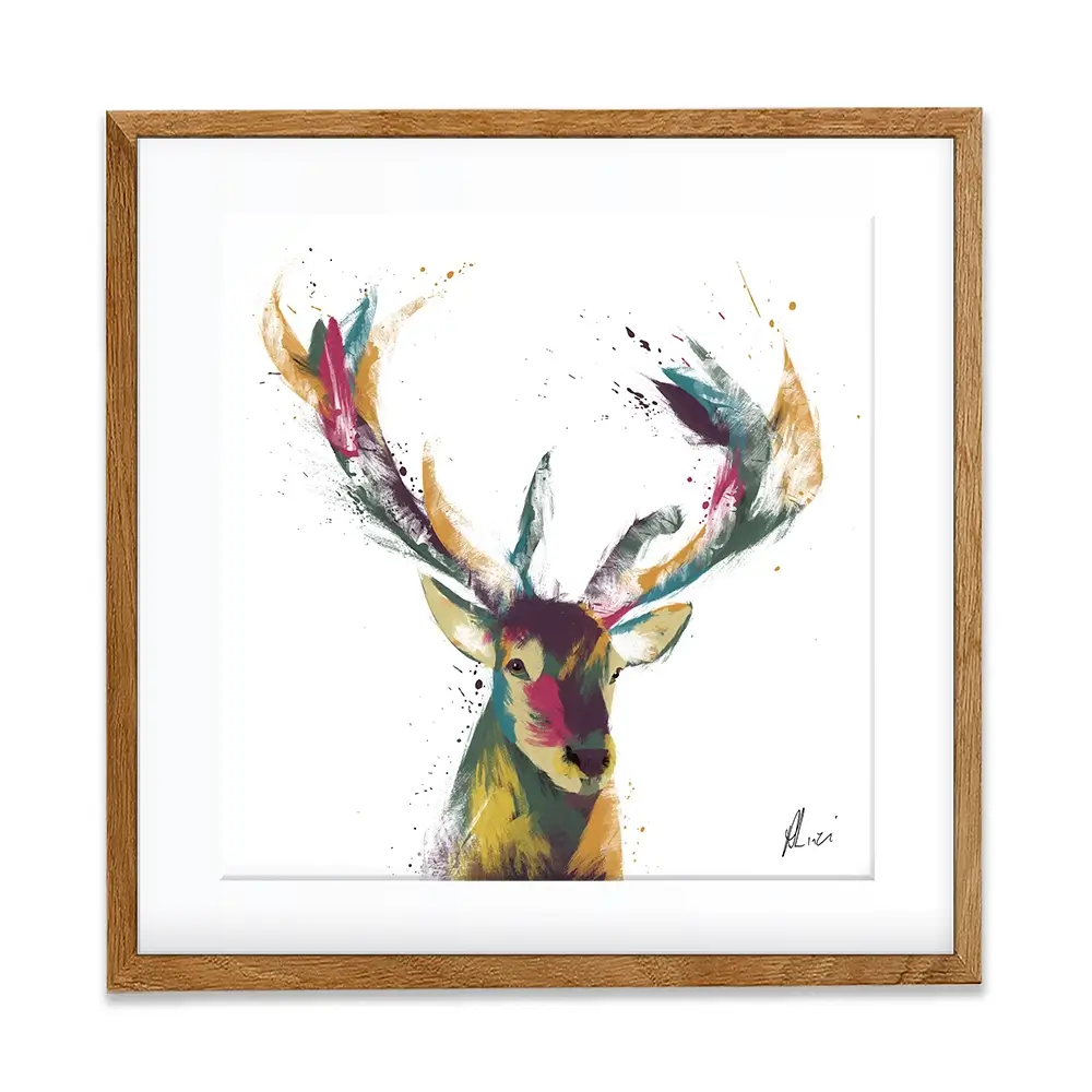 Colourful Stag Framed Art Print Colourful Stag Framed Art Print wall art product Aimee Linzi