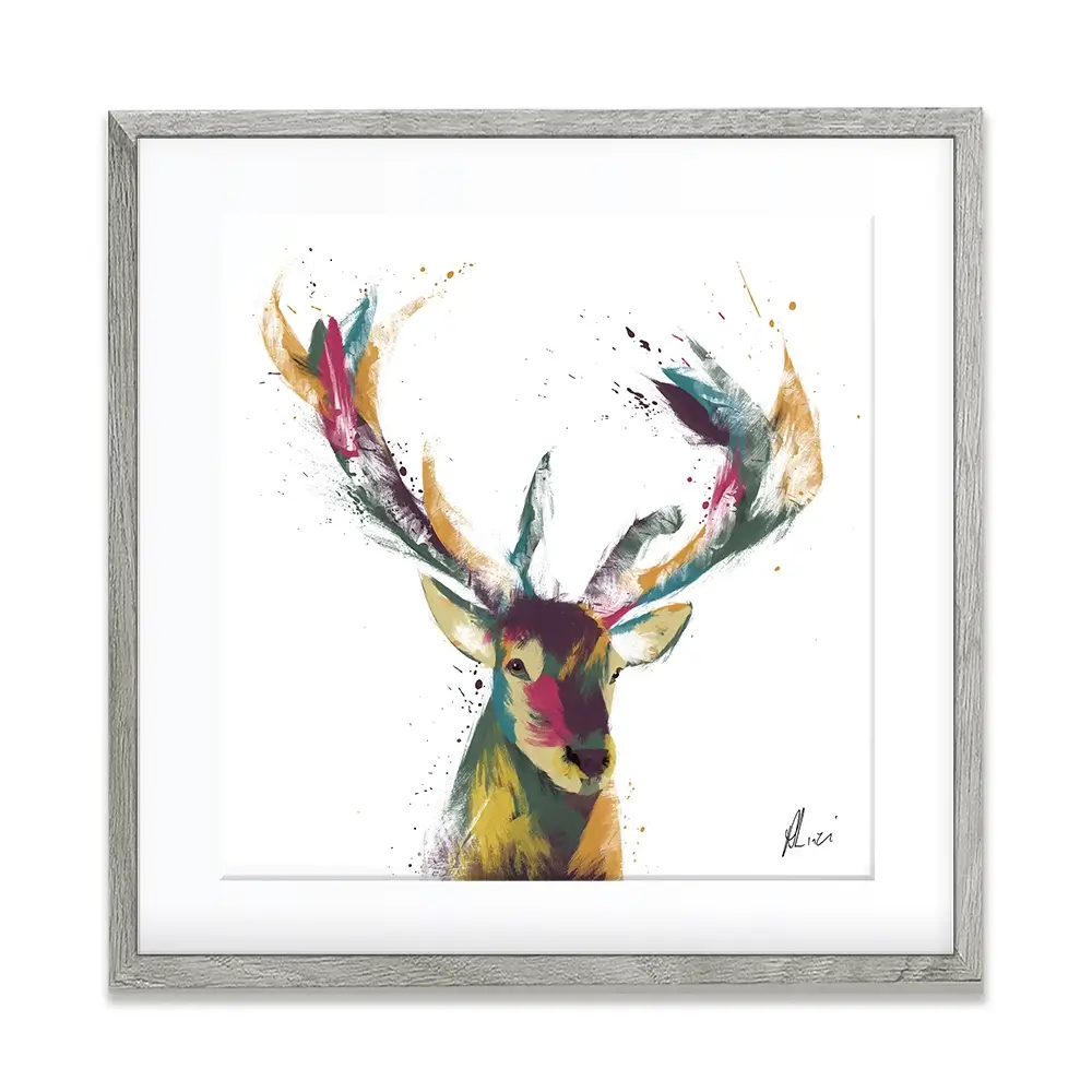 Colourful Stag Framed Art Print Colourful Stag Framed Art Print wall art product Aimee Linzi