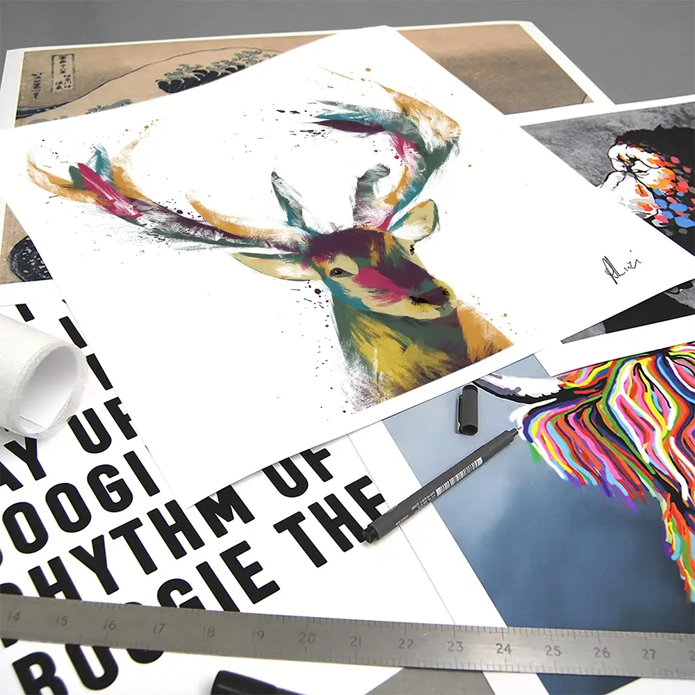 Colourful Stag Square Art Print Colourful Stag Square Art Print wall art product Aimee Linzi