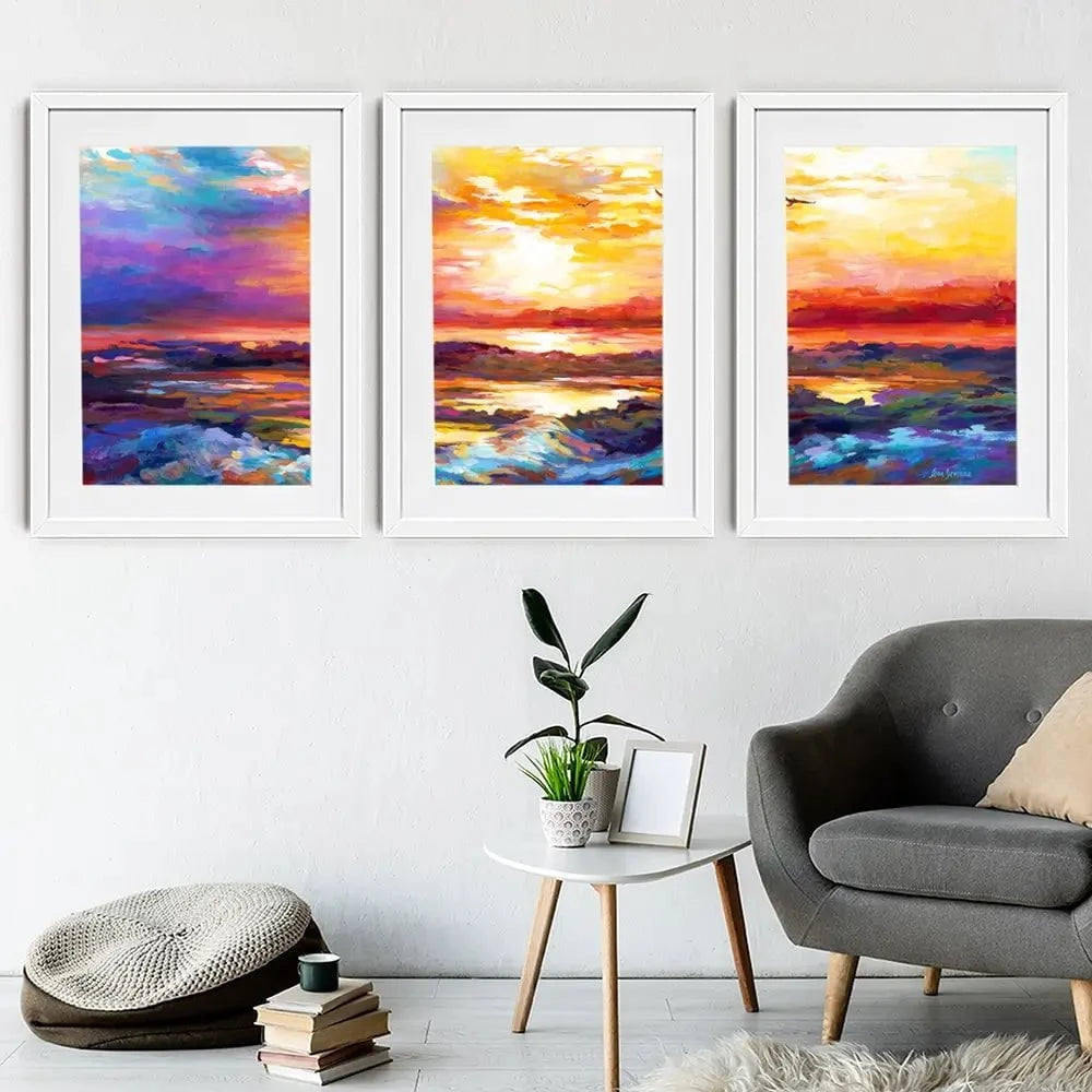 Colourful Sunset Framed Art Print Trio Colourful Sunset Framed Art Print Trio wall art product Leon Devenice