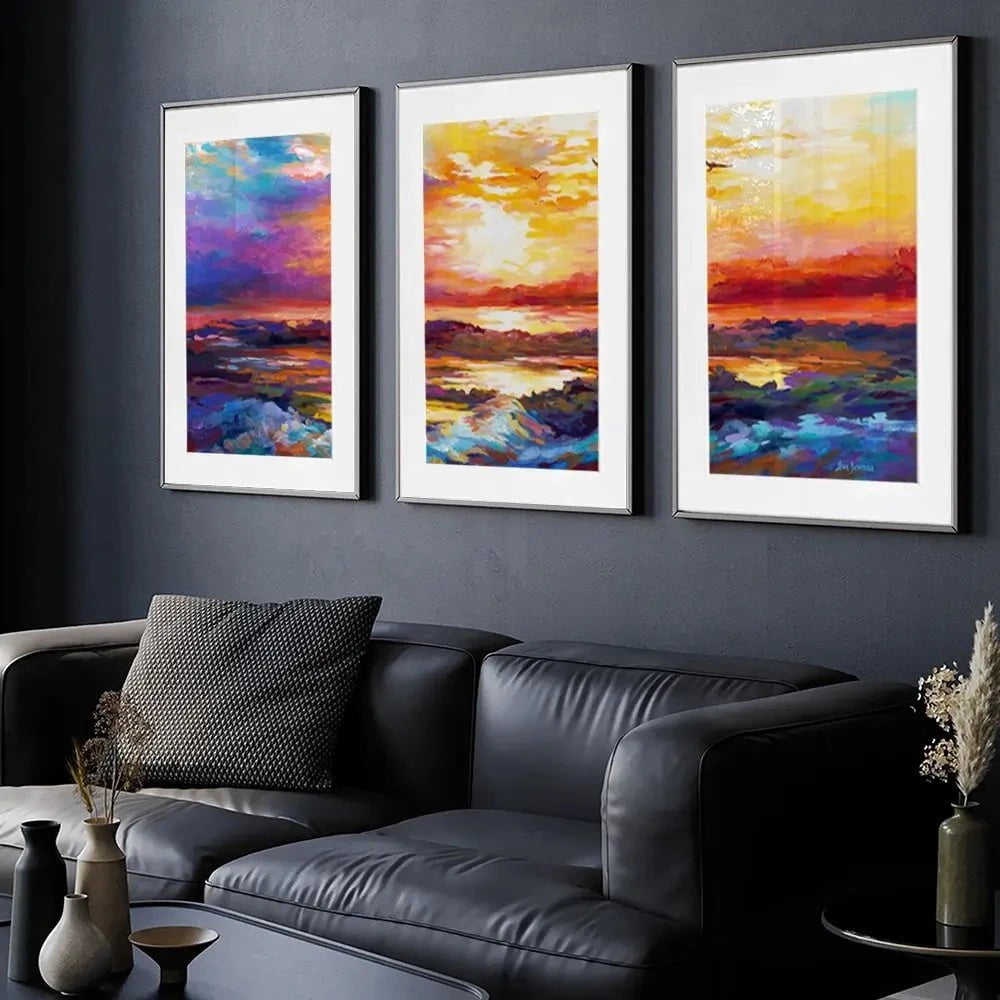 Colourful Sunset Framed Art Print Trio Colourful Sunset Framed Art Print Trio wall art product Leon Devenice