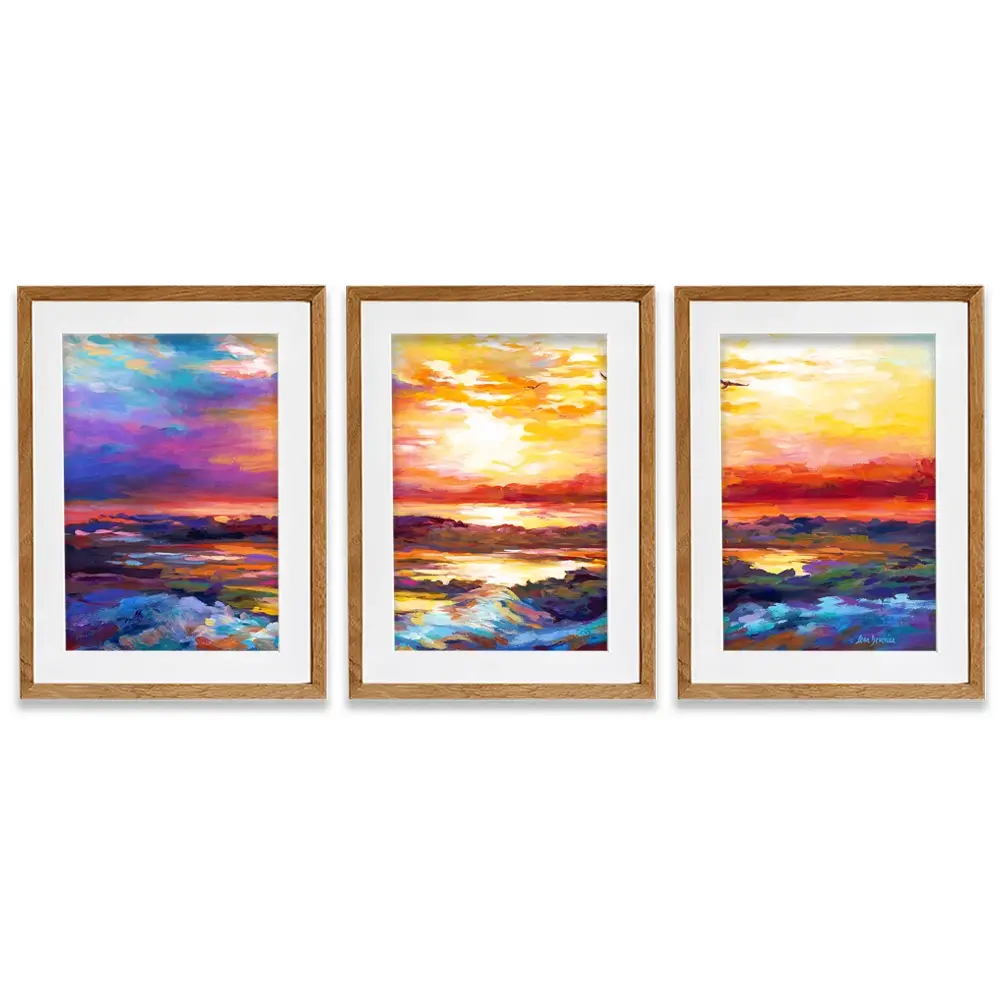 Colourful Sunset Framed Art Print Trio Colourful Sunset Framed Art Print Trio wall art product Leon Devenice