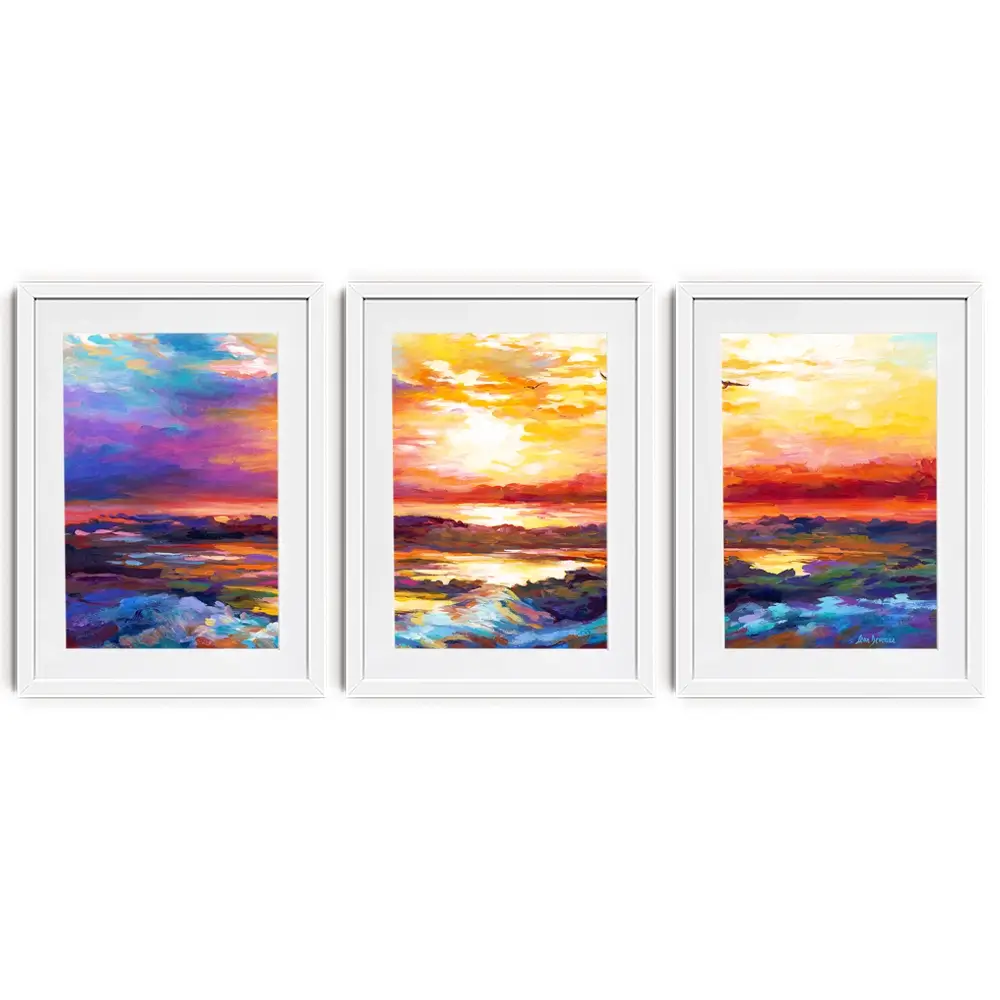 Colourful Sunset Framed Art Print Trio Colourful Sunset Framed Art Print Trio wall art product Leon Devenice