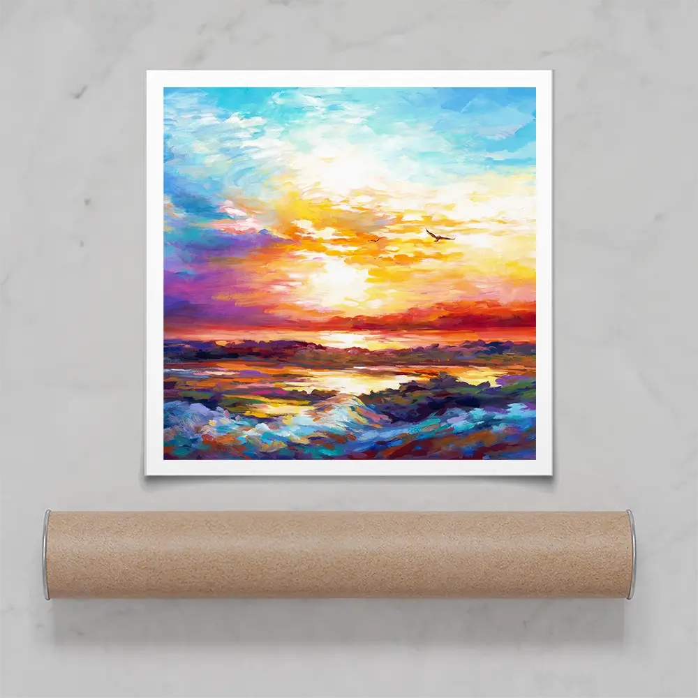Colourful Sunset Square Art Print Colourful Sunset Square Art Print wall art product Leon Devenice