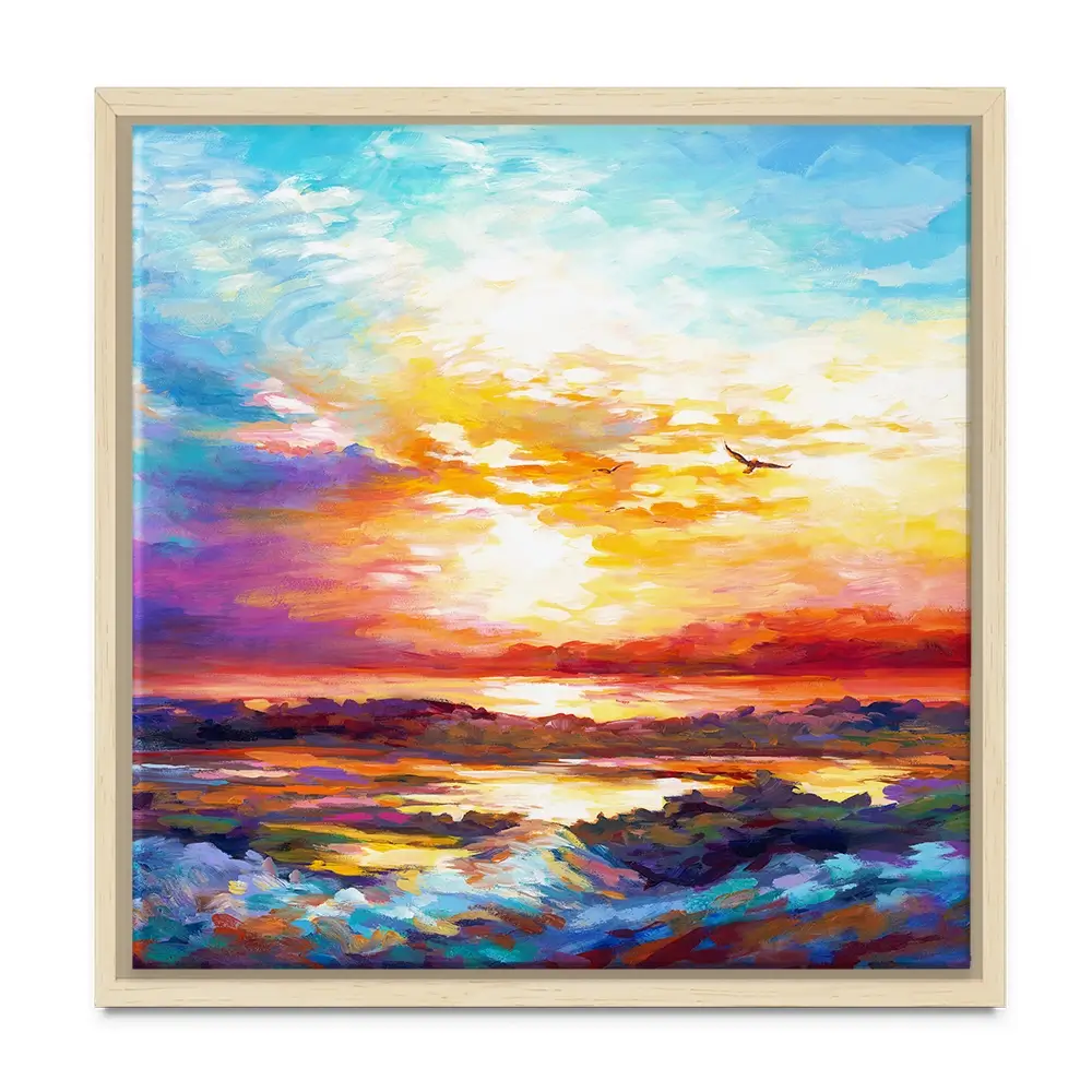 Colourful Sunset Square Canvas Print Colourful Sunset Square Canvas Print wall art product Leon Devenice