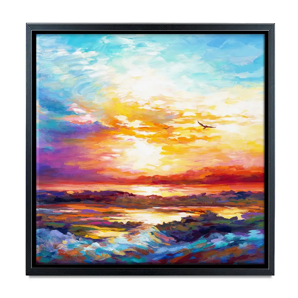 Colourful Sunset Square Canvas Print Colourful Sunset Square Canvas Print wall art product Leon Devenice
