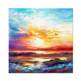 Colourful Sunset Square Canvas Print Colourful Sunset Square Canvas Print wall art product Leon Devenice