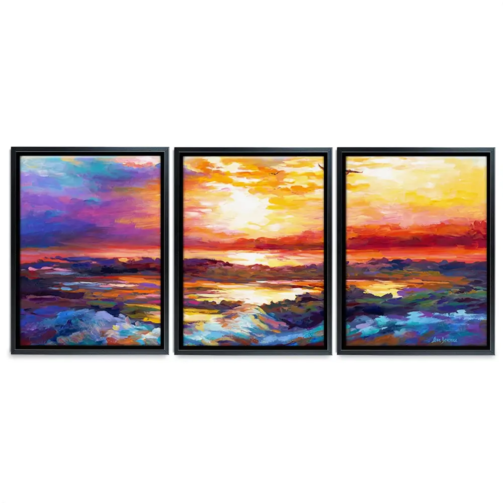 Colourful Sunset Trio Canvas Print Colourful Sunset Trio Canvas Print wall art product Leon Devenice
