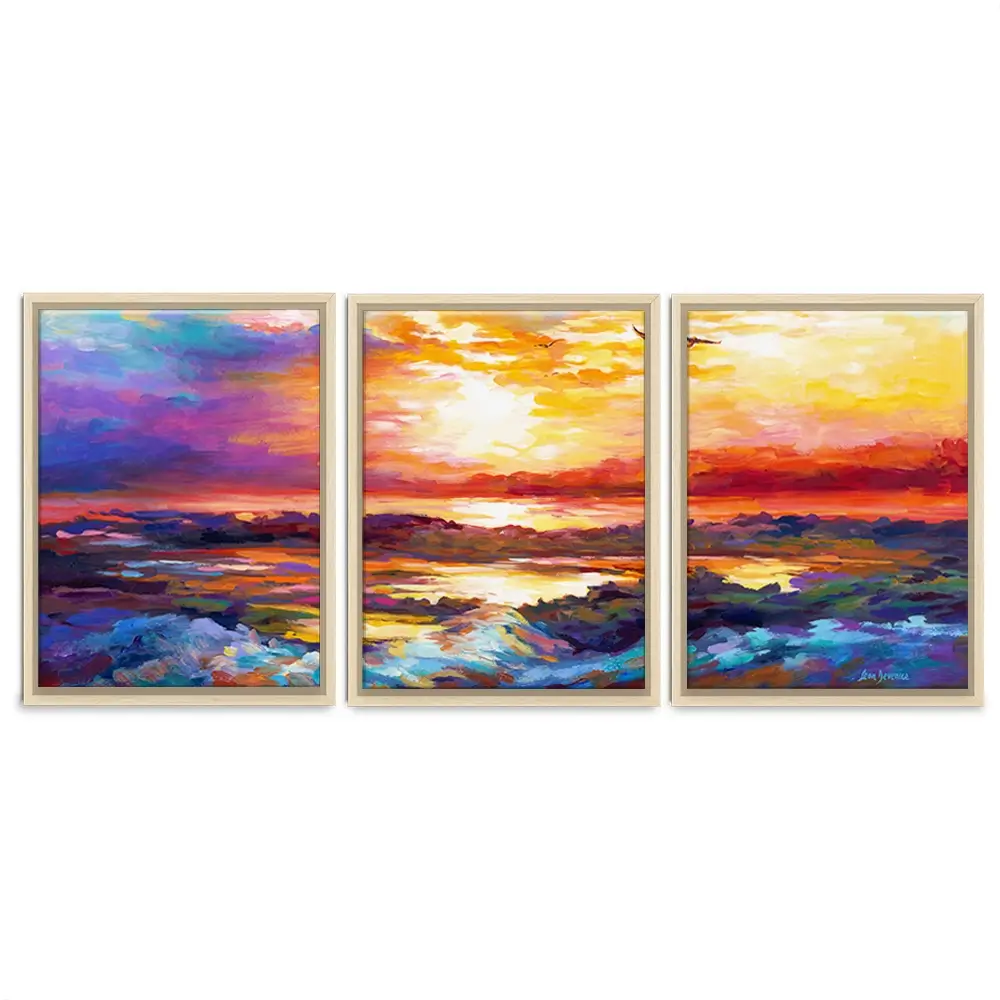 Colourful Sunset Trio Canvas Print Colourful Sunset Trio Canvas Print wall art product Leon Devenice