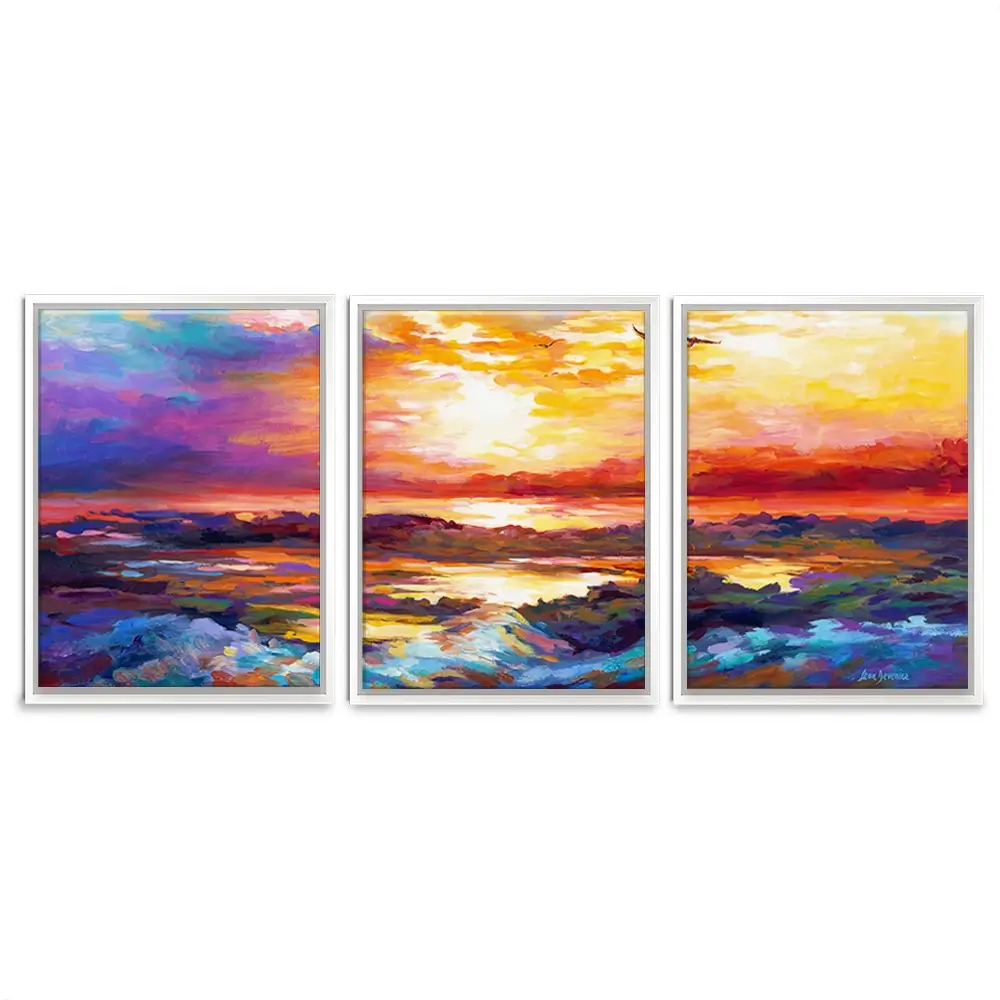 Colourful Sunset Trio Canvas Print Colourful Sunset Trio Canvas Print wall art product Leon Devenice