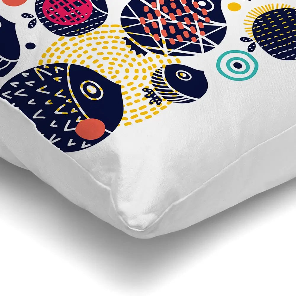 Colourful Swimming Fish Cushion Colourful Swimming Fish Cushion wall art product Art Print Shop