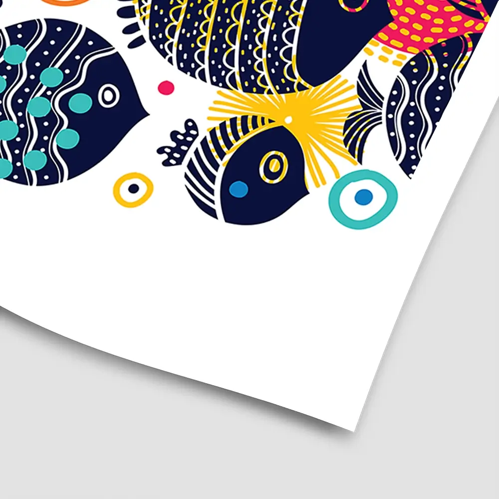 Colourful Swimming Fish Square Art Print Colourful Swimming Fish Square Art Print wall art product Art Print Shop