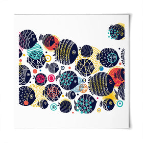 Colourful Swimming Fish Square Art Print Colourful Swimming Fish Square Art Print wall art product Art Print Shop
