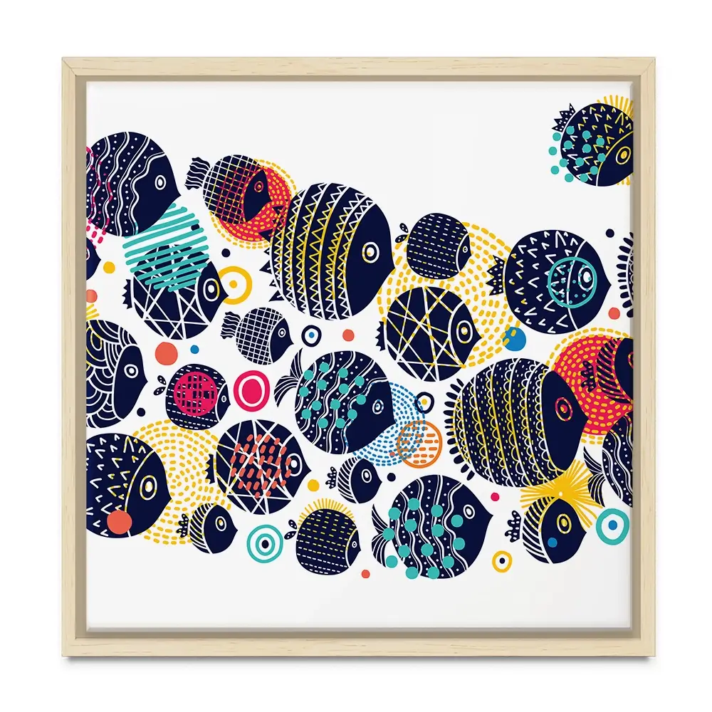Colourful Swimming Fish Square Canvas Print Colourful Swimming Fish Square Canvas Print wall art product Art Print Shop