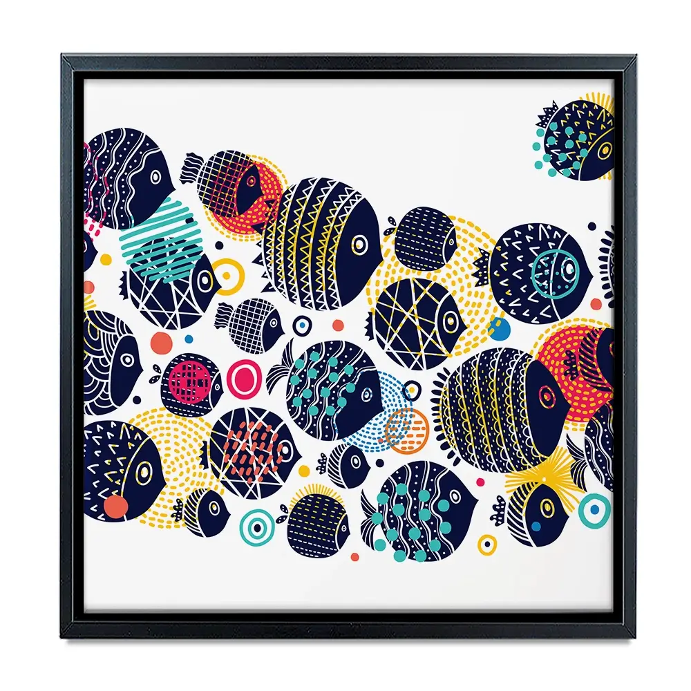Colourful Swimming Fish Square Canvas Print Colourful Swimming Fish Square Canvas Print wall art product Art Print Shop