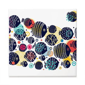 Colourful Swimming Fish Square Canvas Print Colourful Swimming Fish Square Canvas Print wall art product Art Print Shop