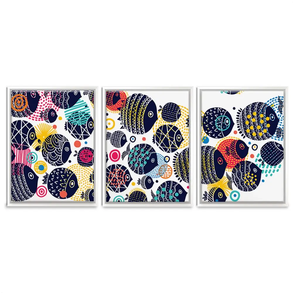 Colourful Swimming Fish Trio Canvas Print Colourful Swimming Fish Trio Canvas Print wall art product Vyazovskaya Julia / Shutterstock