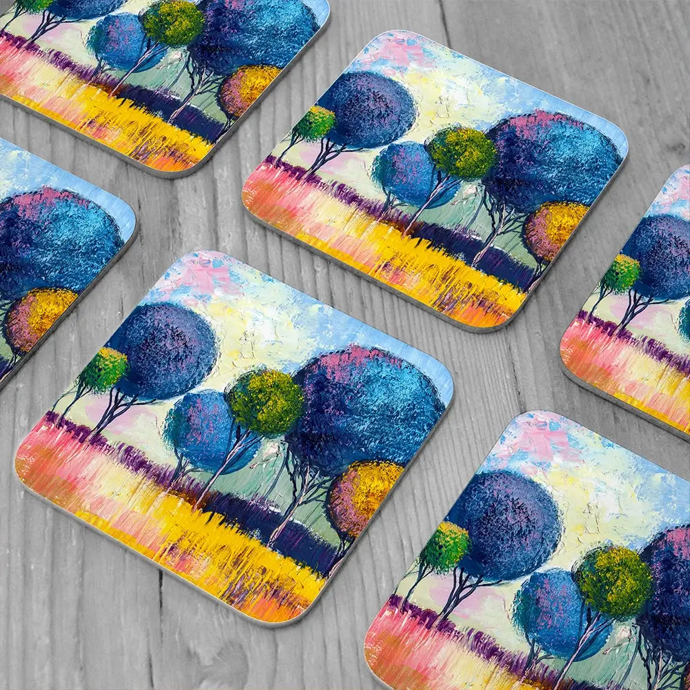 Colourful Trees Coaster Set Colourful Trees Coaster Set wall art product S-Belov / Shutterstock